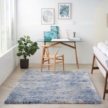 lana shag abstract blue ivory area rug  x    