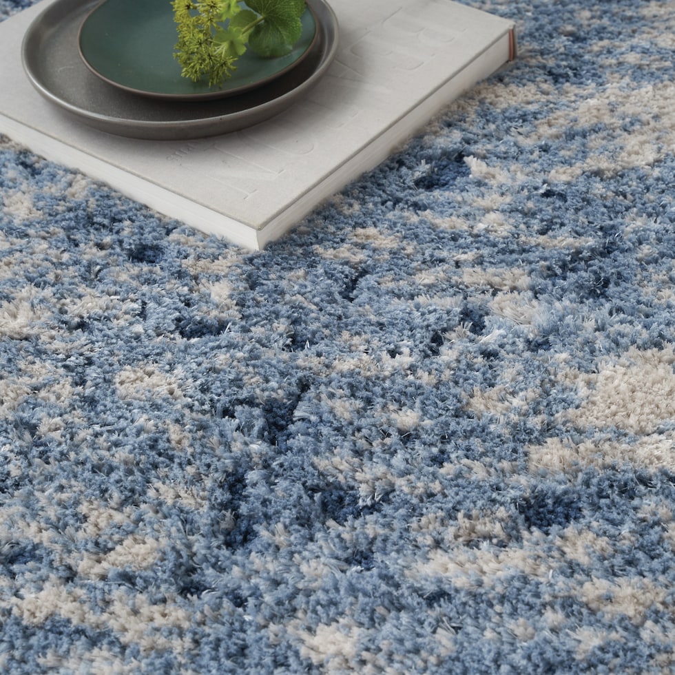 lana shag abstract blue ivory area rug  x    
