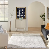 lana shag chevron ivory gray area rug  x    