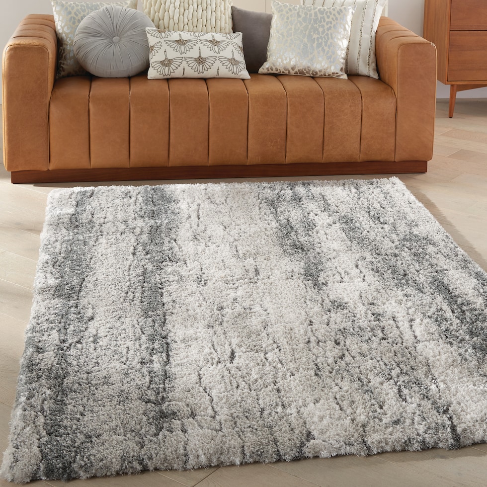 lana shag natural ivory charcoal area rug  x    