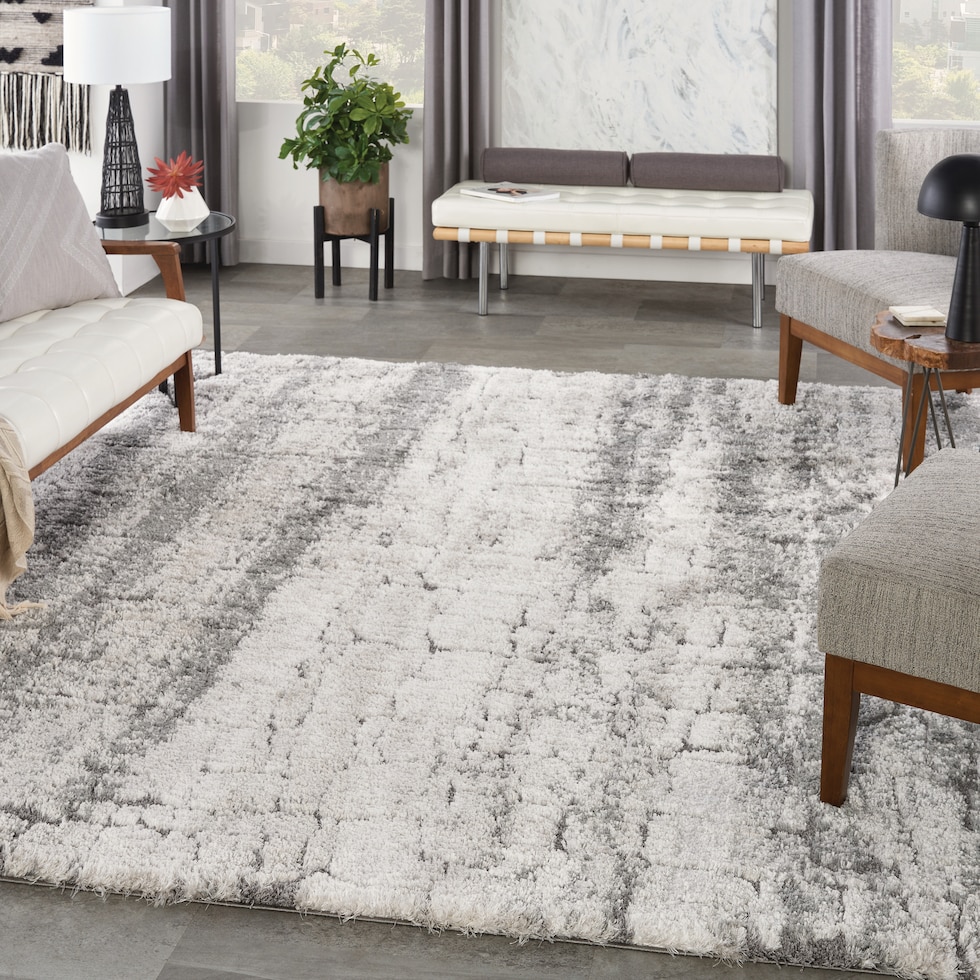 lana shag natural ivory charcoal area rug  x    