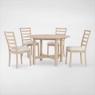 Landon Round Dining Table and 4 Ladder-Back Side Chairs