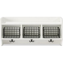 landon white entryway storage shelf   