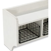 landon white entryway storage shelf   