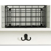 landon white entryway storage shelf   