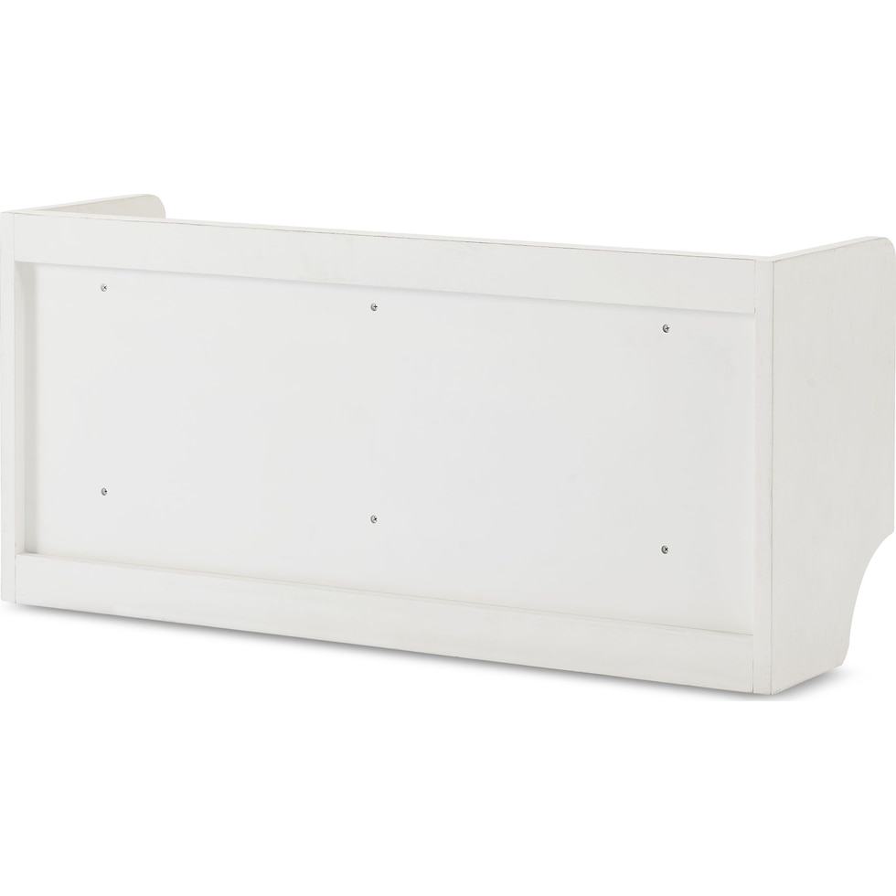 landon white entryway storage shelf   