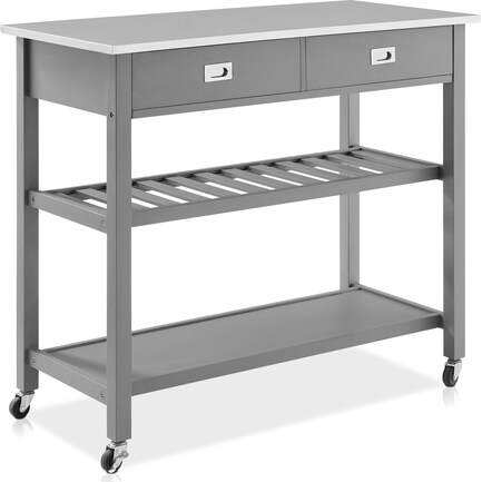 Laney Kitchen Cart - Gray/Stainless Steel Top