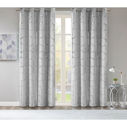Lanta 63" Blackout Curtain Panel - Gray/Silver