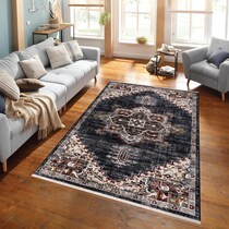 laten gray black area rug  x    