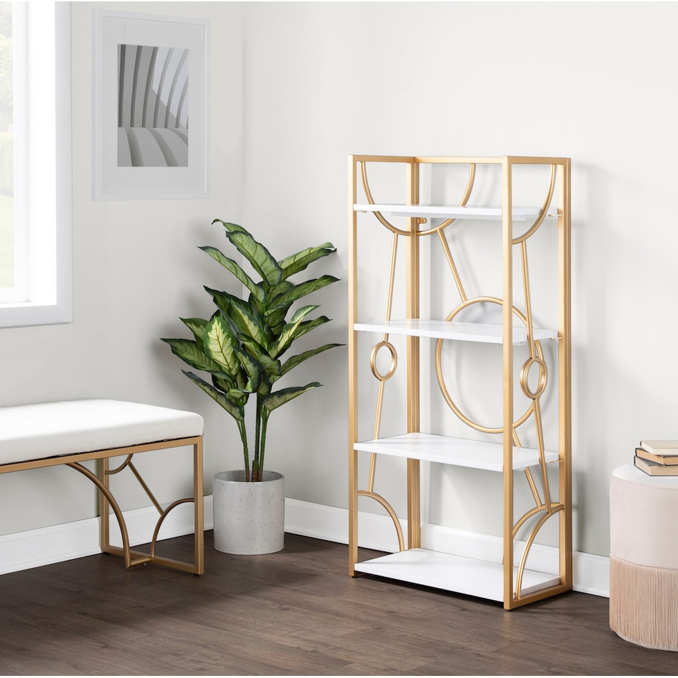 lauryn white gold bookcase   