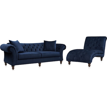Leah Sofa and Chaise - Navy