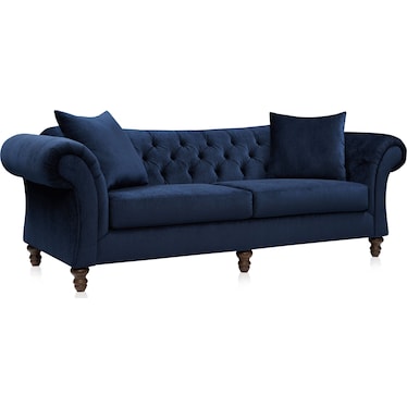 Leah Sofa, Loveseat, Chaise and Ottoman Set - Navy