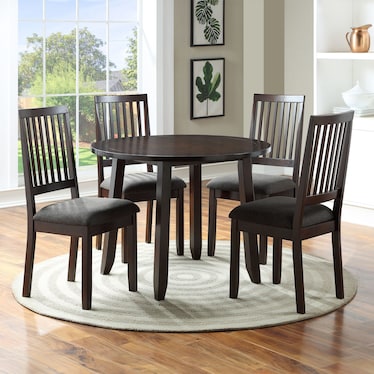 Leandra Round Dining Table and 4 Dining Chairs