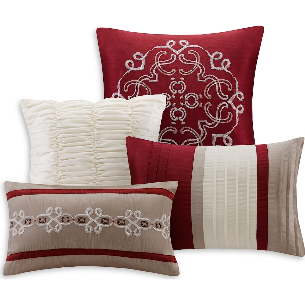 leanna red queen bedding set   