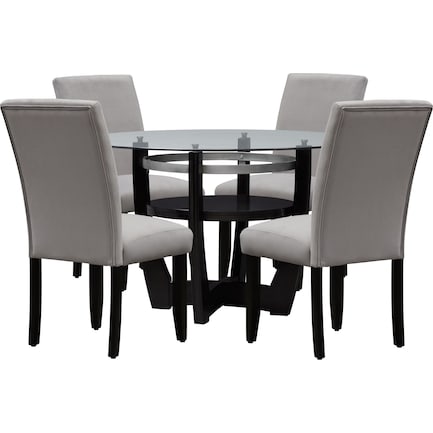 Lennox Dining Table and 4 Dining Chairs - Gray