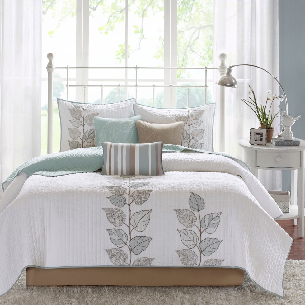 lenora blue full queen bedding set   
