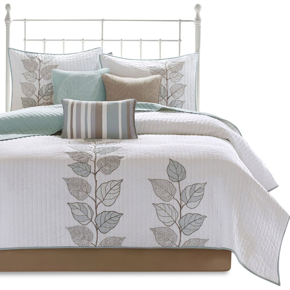 lenora blue full queen bedding set   