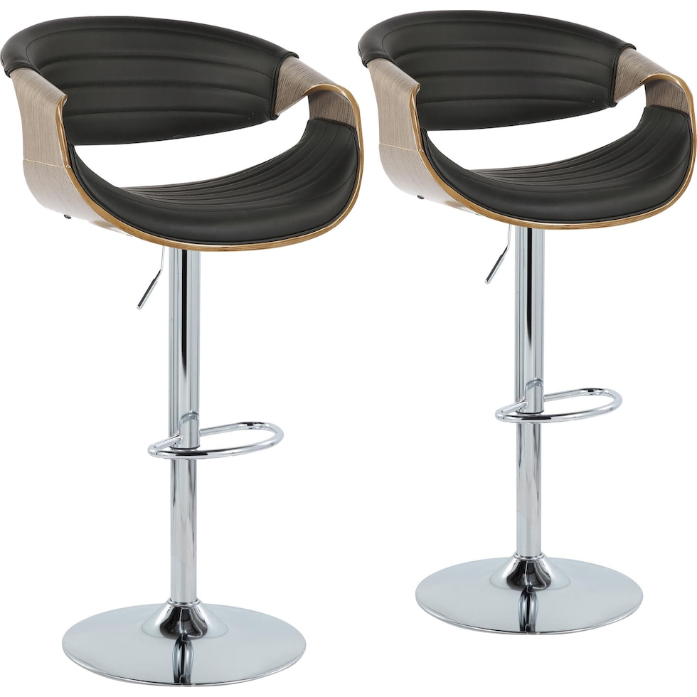 leo black vegan leather gray bar stool   