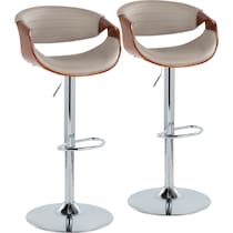 leo gray vegan leather walnut bar stool   