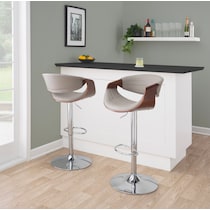 leo gray vegan leather walnut bar stool   