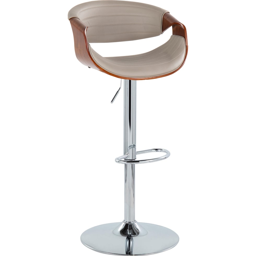 leo gray vegan leather walnut bar stool   
