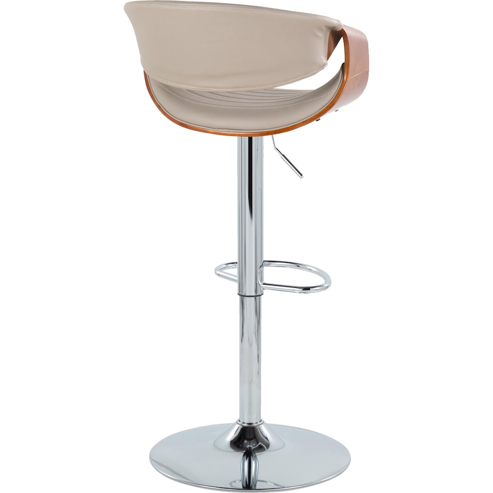 leo gray vegan leather walnut bar stool   