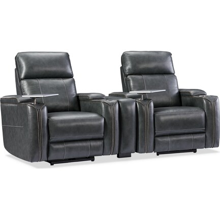 Leo 3-Piece Triple-Power Reclining Home Theater Sectional - Charcoal