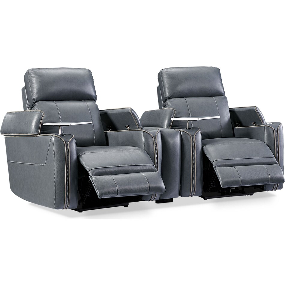 Leo 3Piece TriplePower Reclining Home Theater Sectional Light Gray