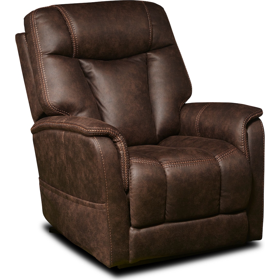 leon dark brown power lift recliner   