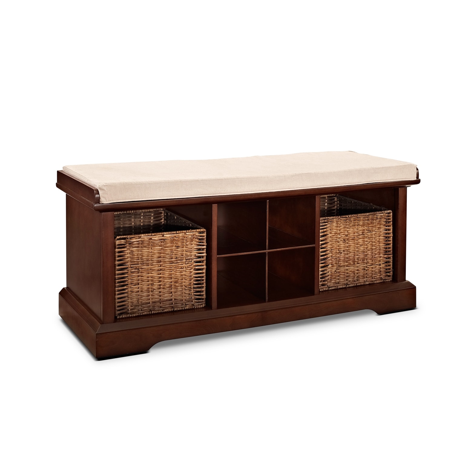 Levi Entryway Storage Bench Mahogany Value City Furniture