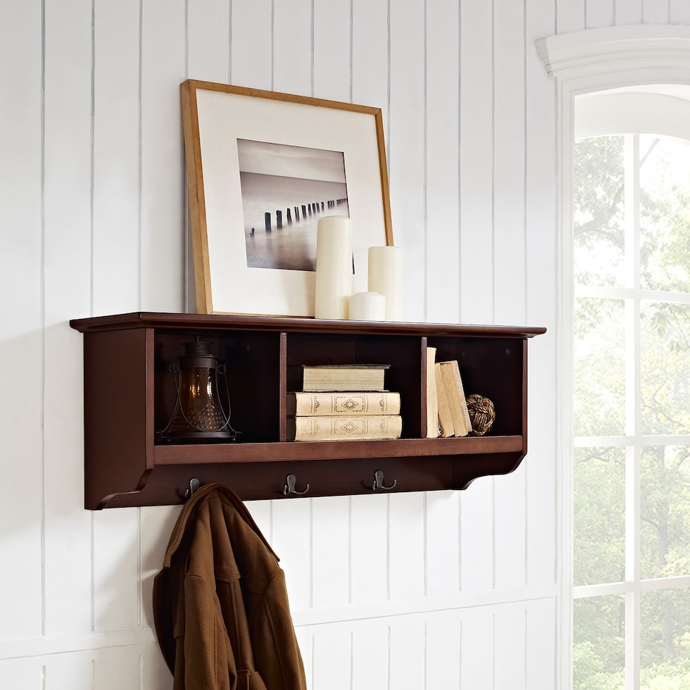 levi dark brown entryway storage shelf   