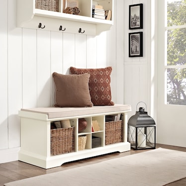 Levi Entryway Storage Bench - White