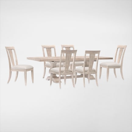 Lexington Rectangle Dining Table with 6 Splat-Back Side Chairs - Sandstone