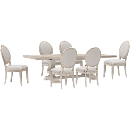 Lexington Rectangle Dining Table with 6 Oval-Back Side Chairs - Sandstone