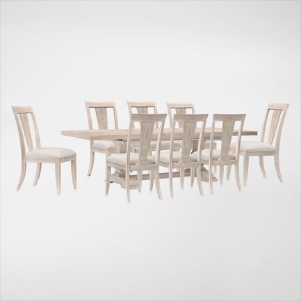 Lexington Rectangle Dining Table with 8 Splat-Back Side Chairs - Sandstone