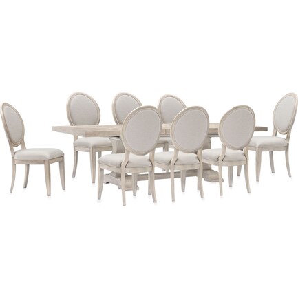 Lexington Rectangle Dining Table with 8 Oval-Back Side Chairs - Sandstone