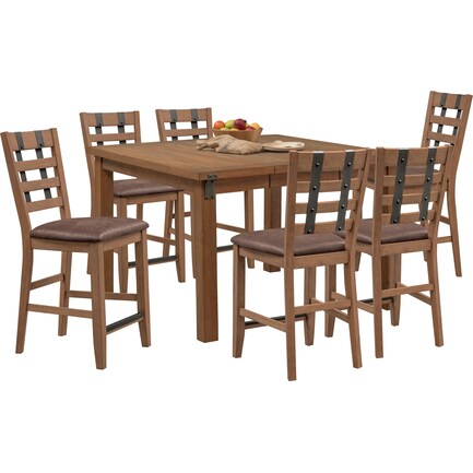 Hampton Counter-Height Dining Table and 6 Stools - Sandstone