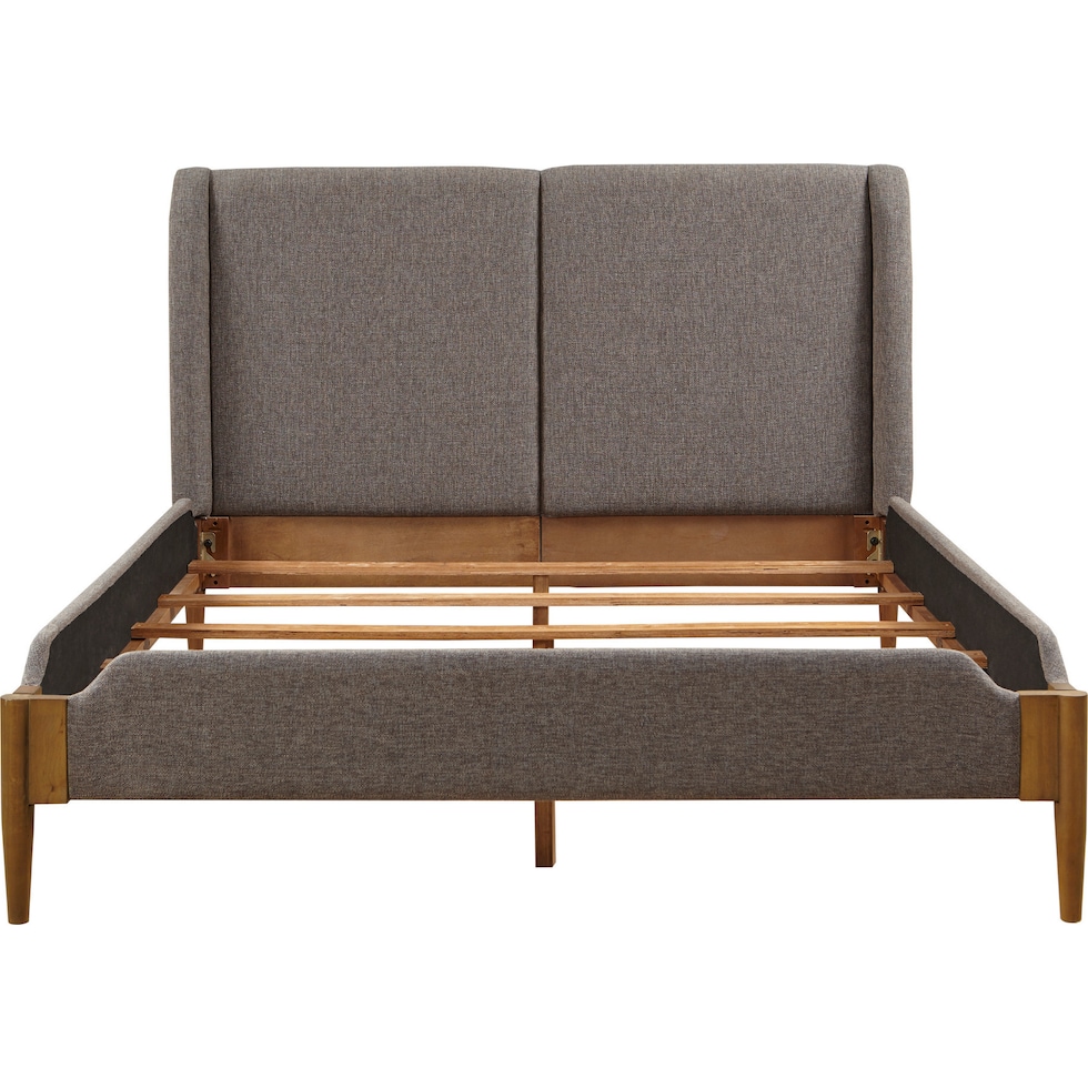 light brown queen bed   