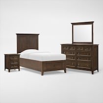 lincoln dark brown  pc twin bedroom   