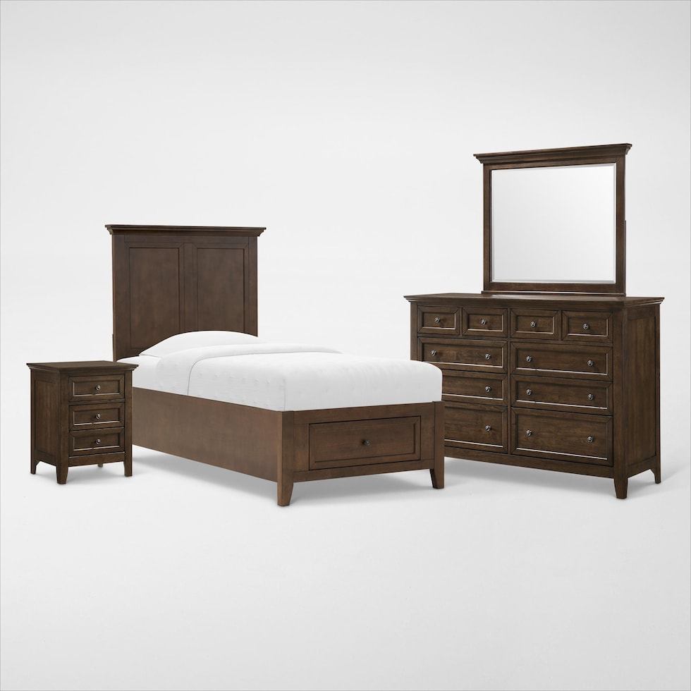lincoln dark brown  pc twin bedroom   
