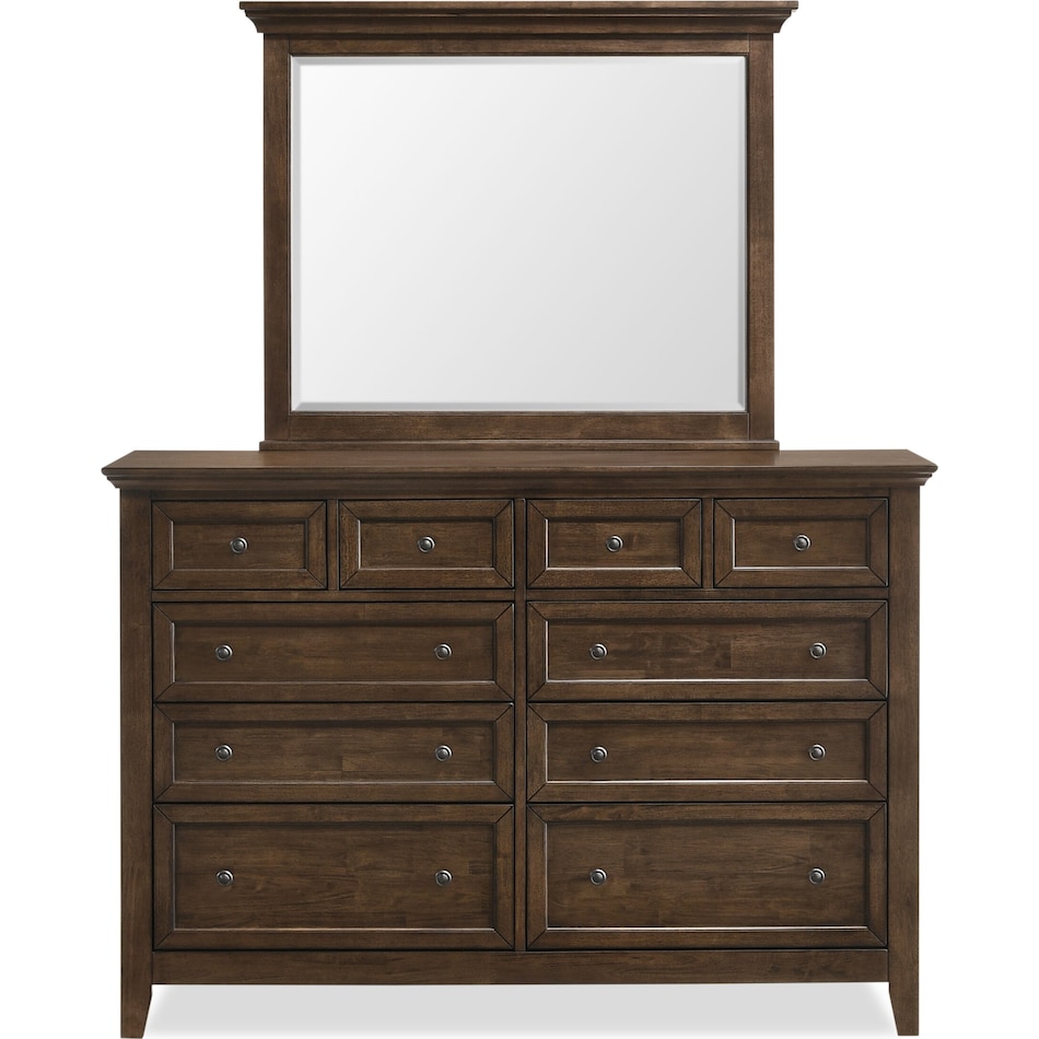 lincoln dark brown dresser & mirror   