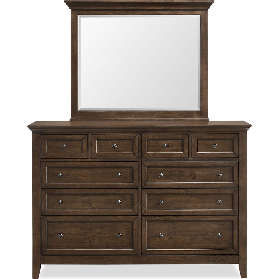 lincoln dark brown dresser and mirror   