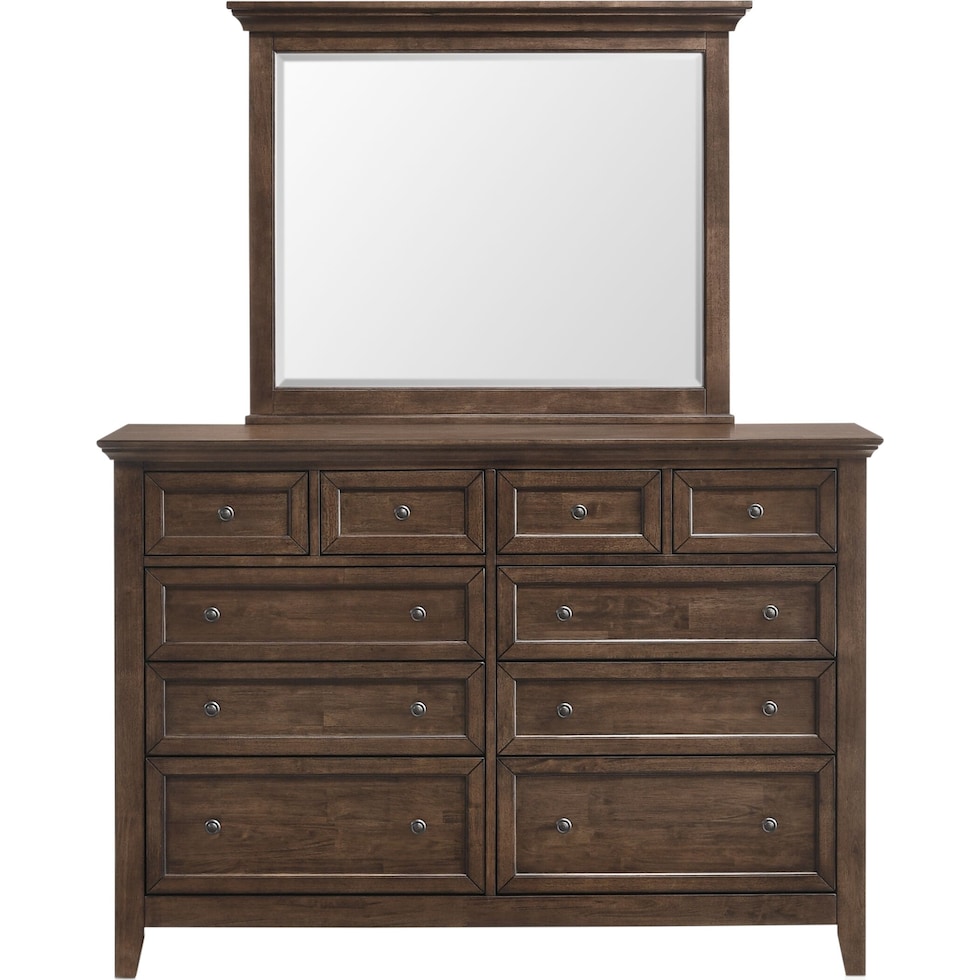 lincoln dark brown dresser and mirror   