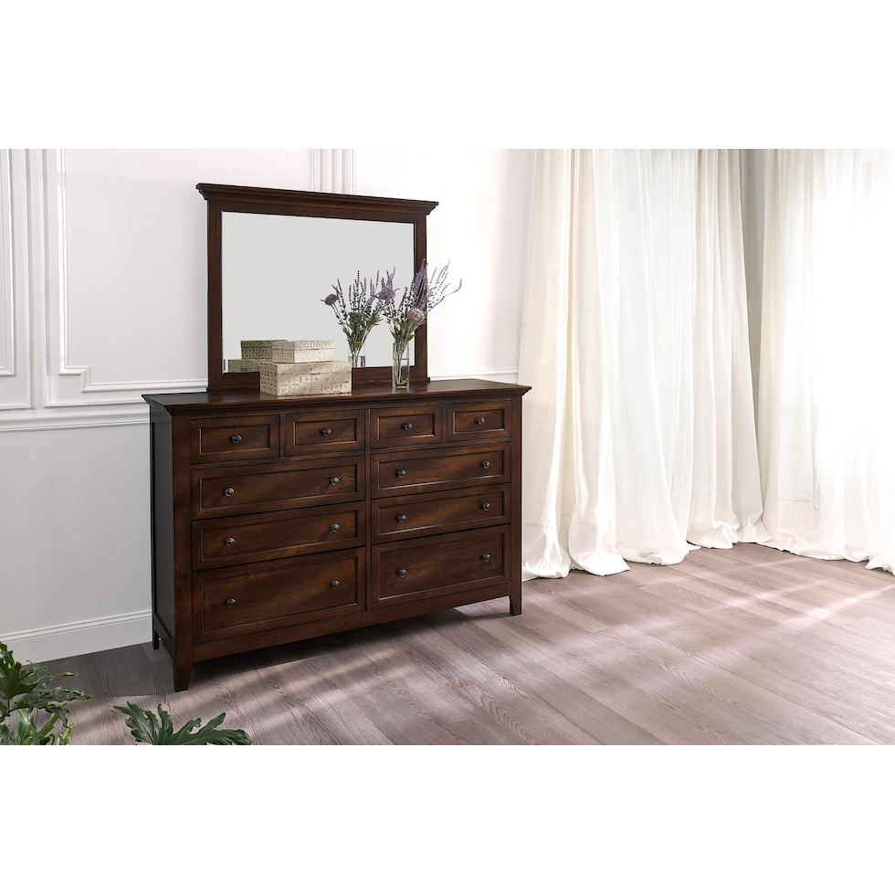 lincoln dark brown dresser and mirror   