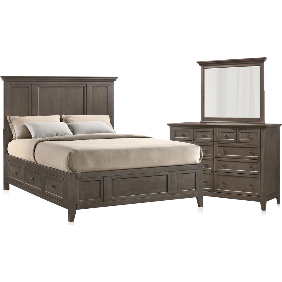 lincoln gray  pc king storage bedroom   