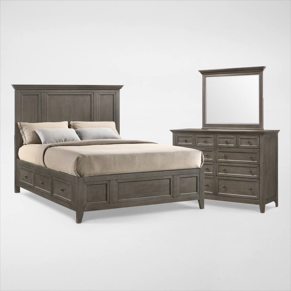 Lincoln 5Piece Storage Bedroom Set with Dresser and Mirror Value