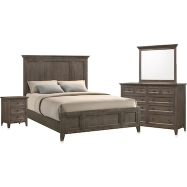 Lincoln 6-Piece Bedroom Set with Nightstand,Dresser and Mirror