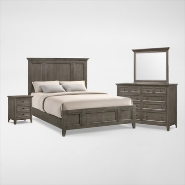 Lincoln Solid Wood 6-Piece Bedroom Set with Nightstand,Dresser and Mirror