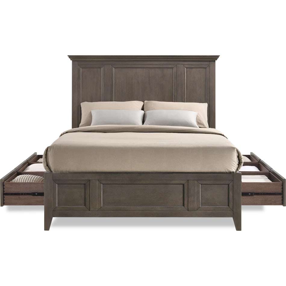 lincoln gray king storage bed   