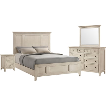 Lincoln 6-Piece Queen Bedroom Set with Nightstand,Dresser and Mirror - White